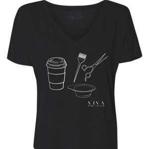 Coffee and Hair shirt Hairstylist slouchy vneck